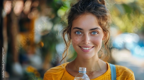 Young Woman Holding Bottle of Water