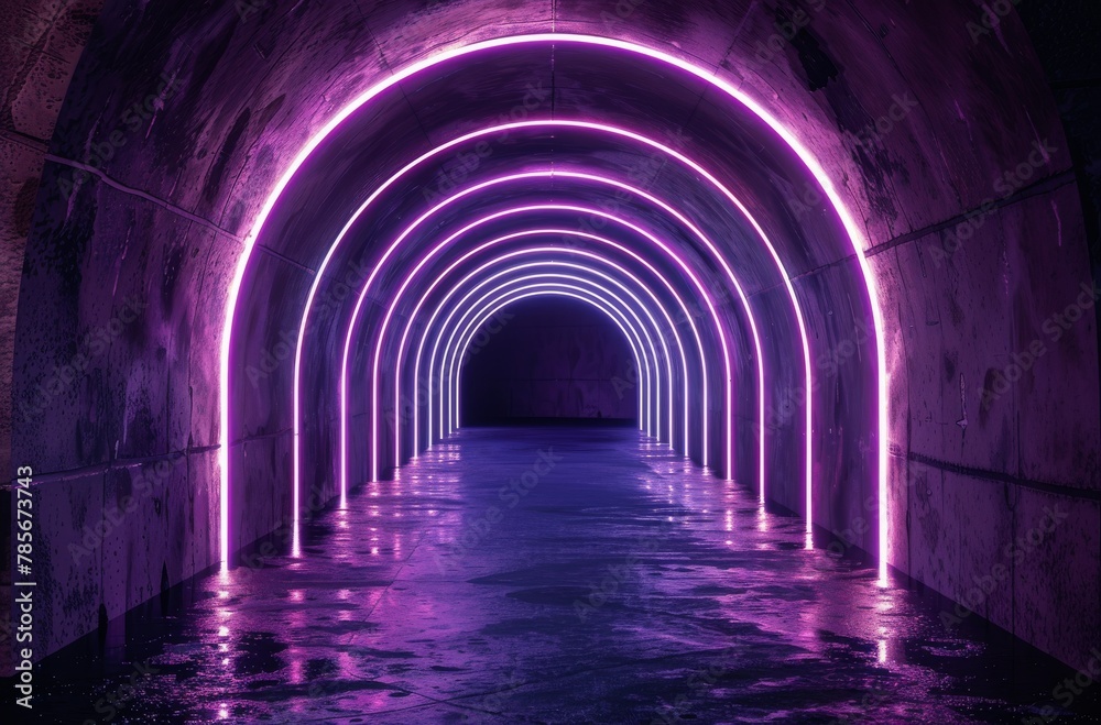 Obraz premium Tunnel With Purple Lights