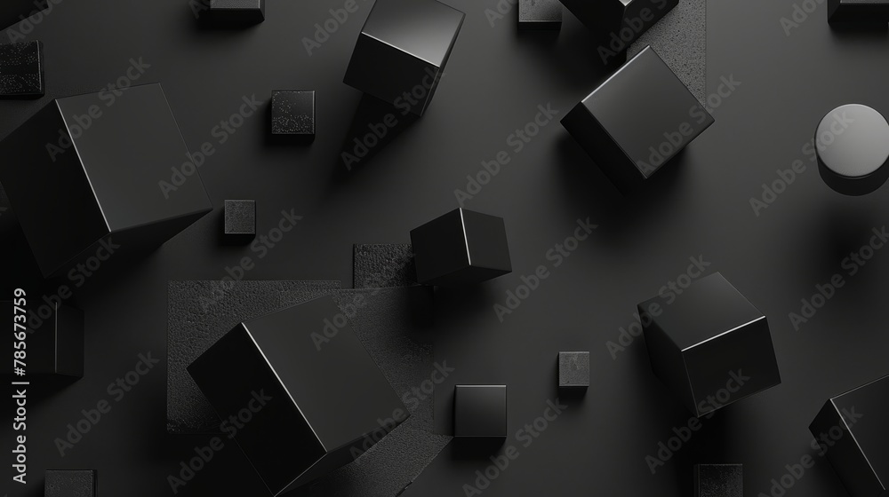 Floating geometric shapes in a monochromatic palette AI generated illustration Floating geometric shapes in a monochromatic palette AI generated illustration