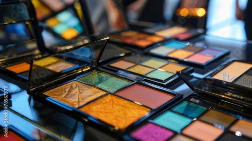 Eye-catching makeup palettes and compacts   AI generated illustration photo
