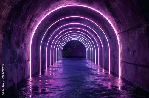 Tunnel With Purple Lights