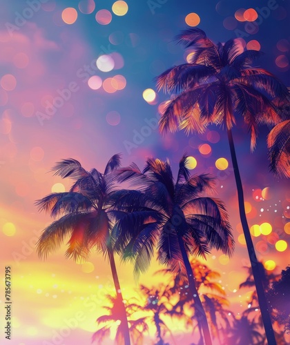 Two Palm Trees Silhouetted in the Sunset