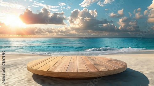 Sun Setting Over Ocean on Beach
