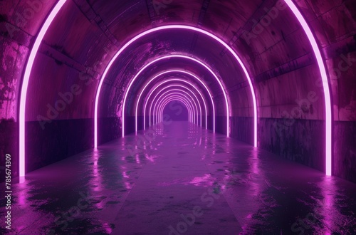 Tunnel With Purple Lights