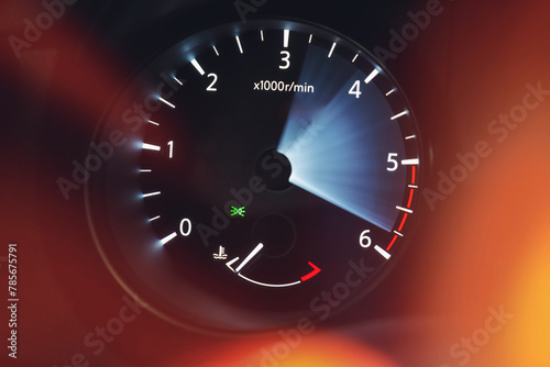 Race car concept,  car tachometer high rpm © Antonio