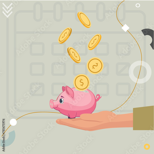 business concept illustration, vector illustration of savings, finance, banking, sale, creative concept web banner