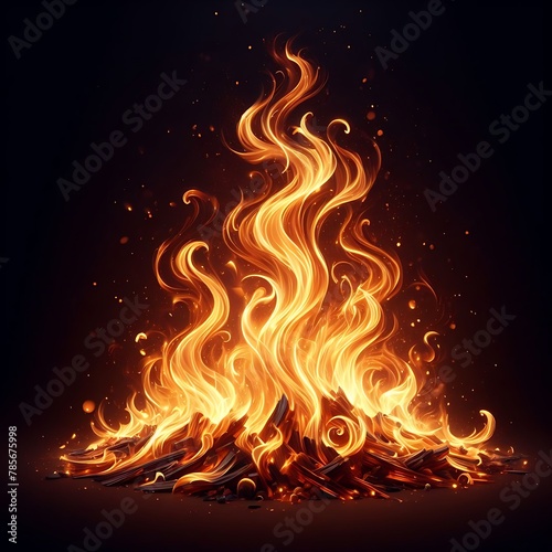 Mystical Dance of Flames,A Captivating Display of Fire Illuminating the Darkness
