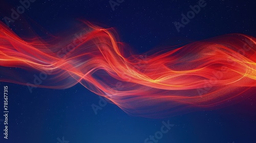 Elegant, transparent red waves gracefully flowing against a black background, creating a striking contrast and a visually captivating, abstract composition.