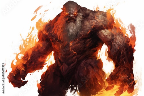  Illustration of a Fire Giant on a White Background