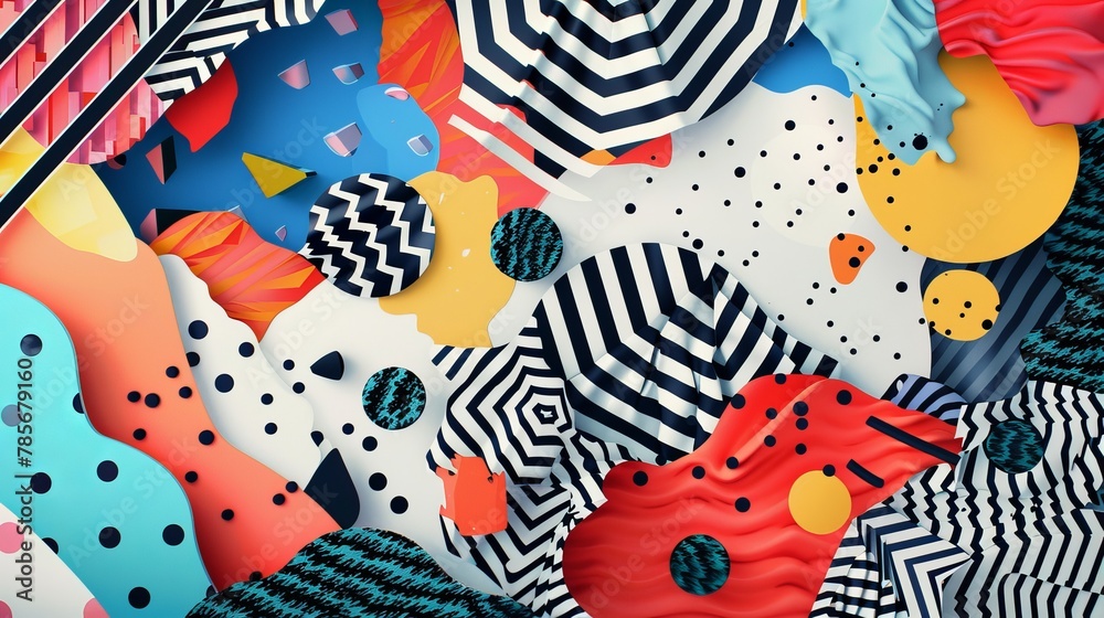 Playful patterns and textures in a digital artwork   AI generated illustration