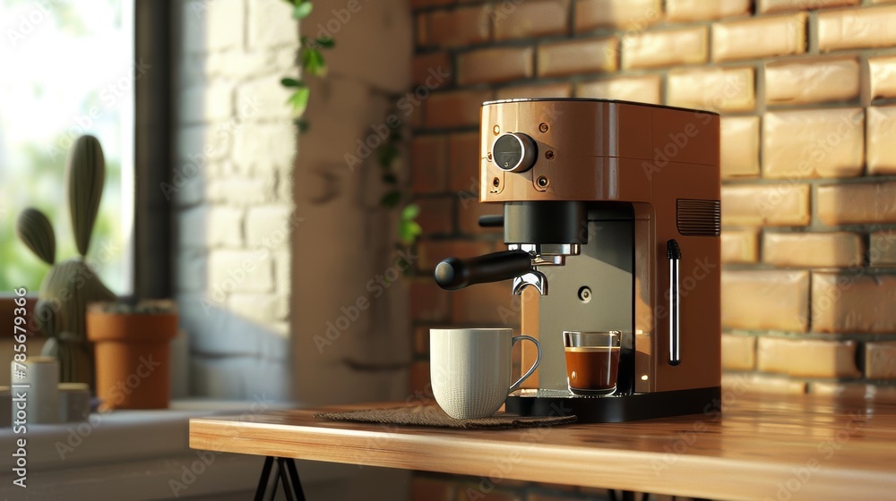 Quirky 3d render of a coffee maker AI generated illustration Quirky 3d render of a coffee maker AI generated illustration