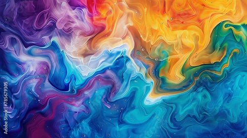 Psychedelic colors swirling and blending together   AI generated illustration photo