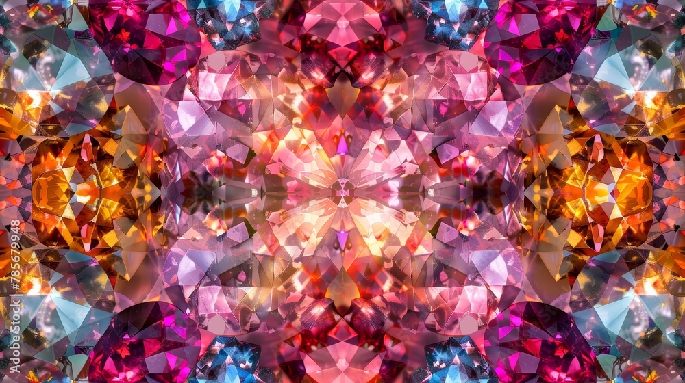 Sparkling gems arranged in a symmetrical pattern   AI generated illustration
