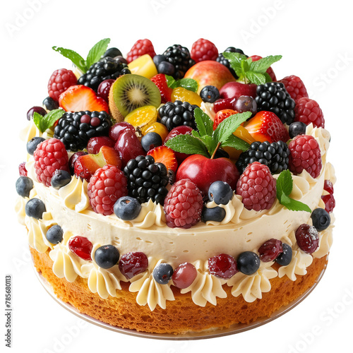 Isolated fruit cake on white background