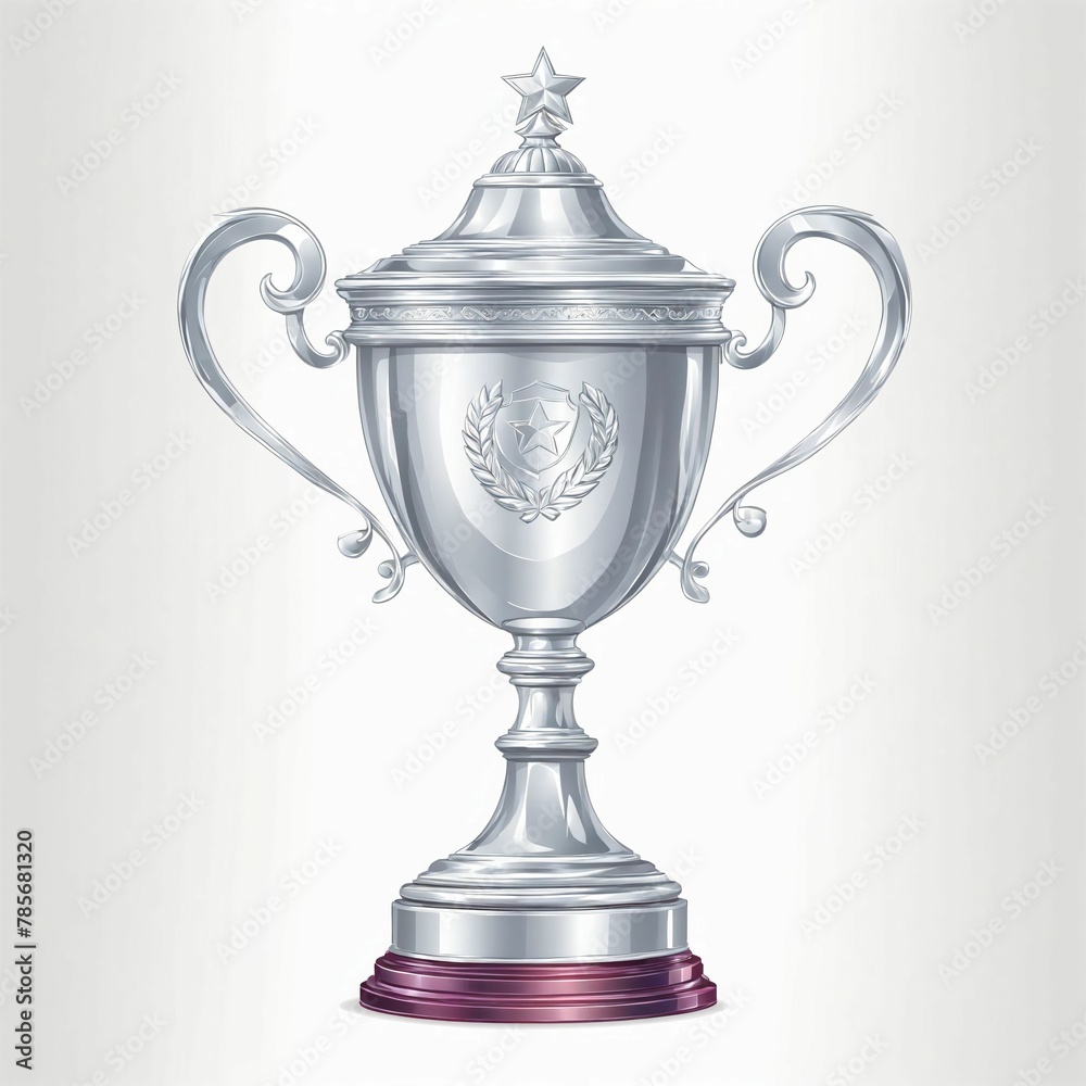 Fototapeta premium Silver champion cup isolated on black background.