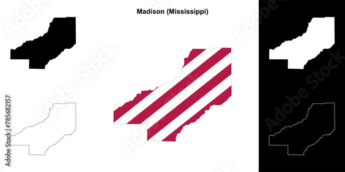 Madison County (Mississippi) outline map set