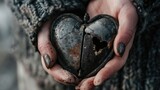 dream where a person finds a broken heart-shaped locket and repairs it, symbolizing self-love and forgiveness