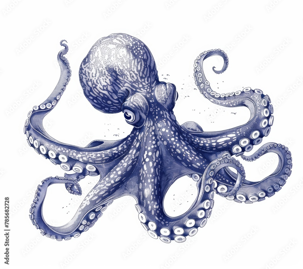 Obraz premium Ukiyo-e Style Octopus Artwork Generative AI