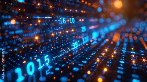 Wallpaper Mural Futuristic Digital Binary Data Stream Generative AI Torontodigital.ca