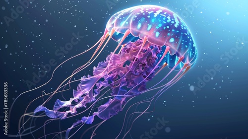 Jolly jellyfish with shimmering tentacles   AI generated illustration