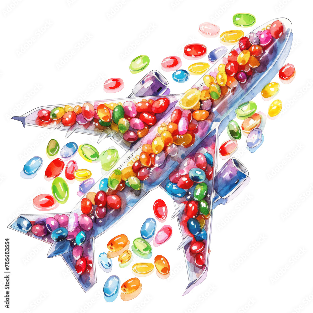Whimsical Watercolor Airplane Jelly: Flying High with Sweetness