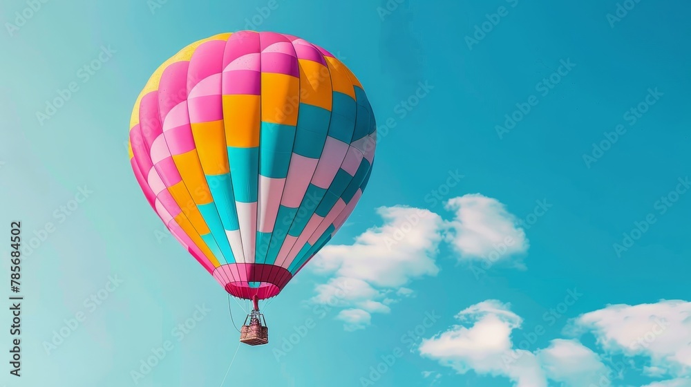 Fototapeta premium Vibrant hot air balloon with a funky design AI generated illustration
