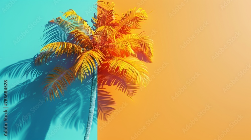 Fototapeta premium Vibrant palm tree with a modern 3d design AI generated illustration