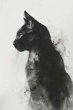 Minimalist Cat Line Art Print Generative AI