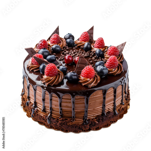 fruit cake chocolate cake isolated on white background