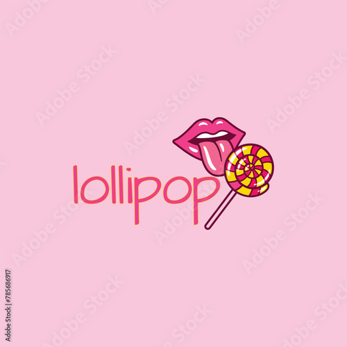 candy lollypop logo design vector
