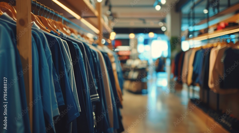 Soft focus on a deserted clothing store without people present Soft focus on a deserted clothing store without people present