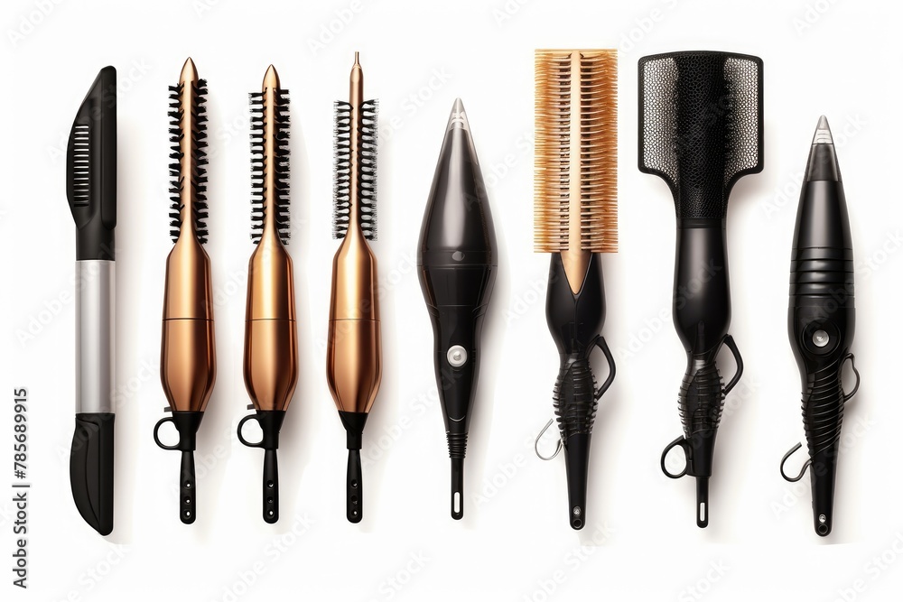 Professional tools for hair dyeing on pink background