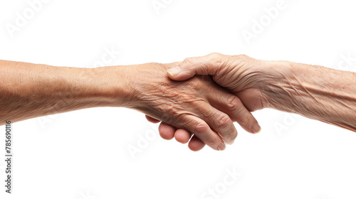 Aperto de mão entre um jovem e um ancião. Amizade e solidariedade.  photo