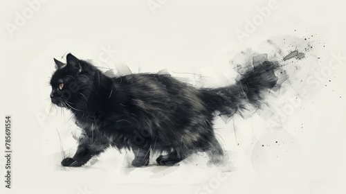 Chic Watercolor Illustration of British Shorthair Cat Generative AI photo