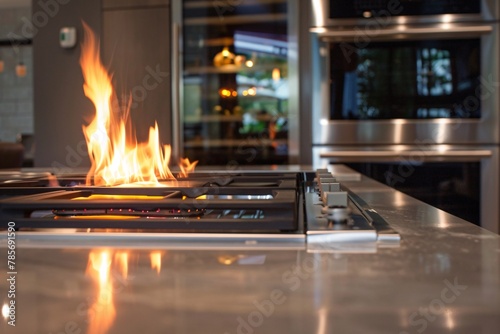 Flames emerging modern contemporary kitchen 01