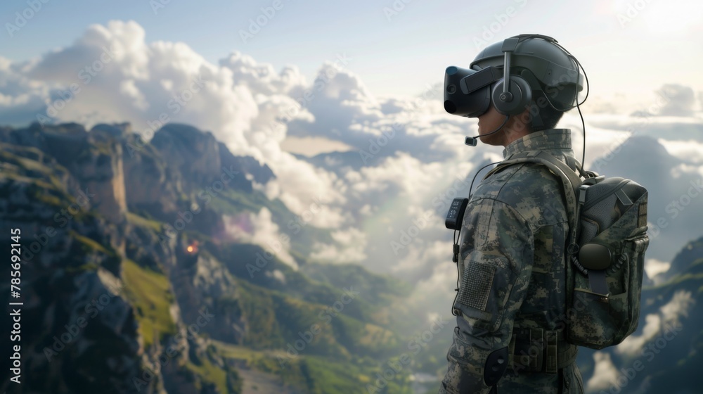 Pilot Overlooking Mountain Range at Sunset Pilot Overlooking Mountain Range at Sunset