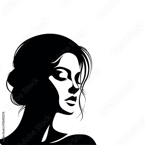 Woman face silhouette. Vector drawing on a white background. 