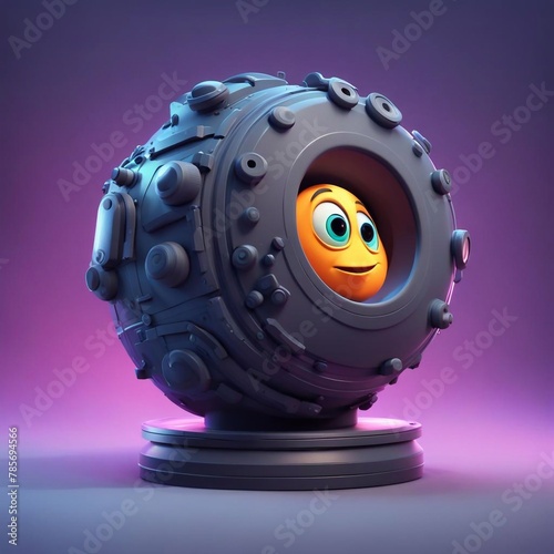 Artificial intelligence birth in round capsule on color background
