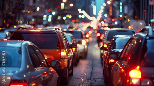 Cars in heavy transit traffic, congestion rush bottleneck urban © Augusto