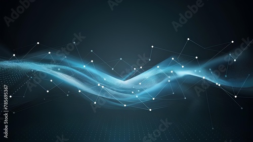 Abstract Digital Wave with Network Connection Points and Lines Representing Technological Data Flow and Cyber Connectivity in a Futuristic Concept