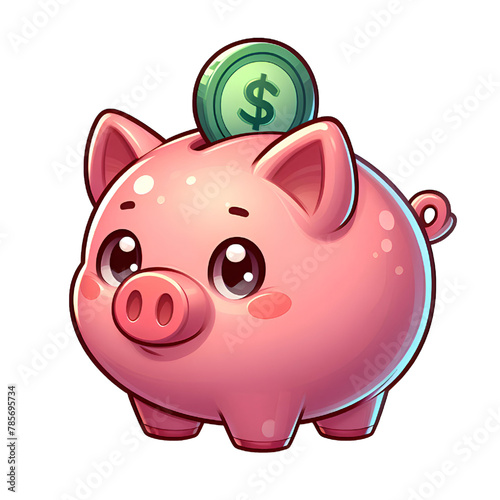 piggy bank cartoon high quality and isolated on a white background.