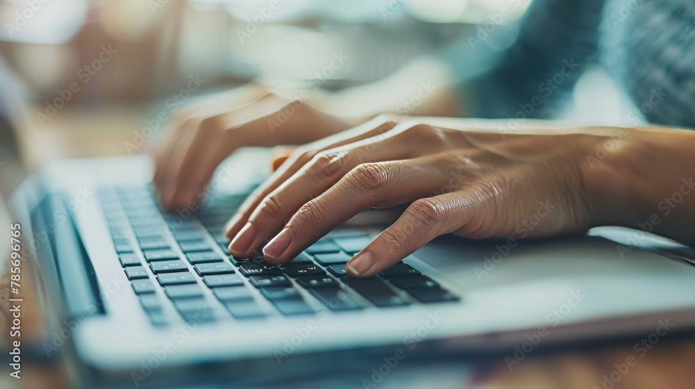 A close-up of a persons hands typing on a keyboard with speed and precision AI generated illustration A close-up of a persons hands typing on a keyboard with speed and precision AI generated illustration