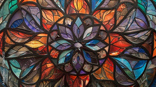 A close-up of a detailed intricate design reminiscent of stained glass AI generated illustration