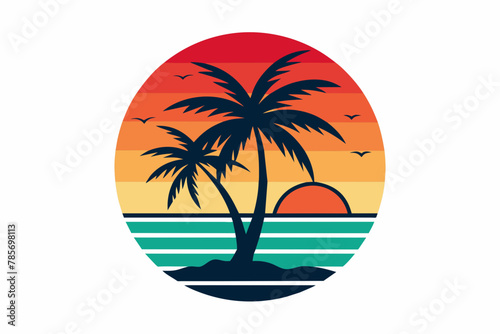 t-shirt-design--summer-sunset-vector illustration 