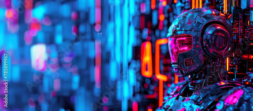Intelligence artificielle, AI, IA, android, robot,  ordinateur intelligent, Processus d'apprentissage automatique, Concept des technologies informatiques modernes, circuit intelligent photo