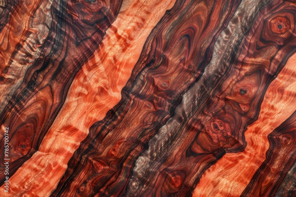 polished rosewood with rich red and brown hues - obrazy, fototapety, plakaty 