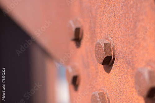 bolts screwed on steel plates