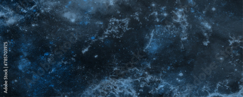 Abstract dark blue and glow particle abstract background. Abstract pentagon particle-filled blue nebula in deep space photo