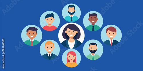  Awesome avatars of business men and women, office workers. Set of business people portraits in circles background 
