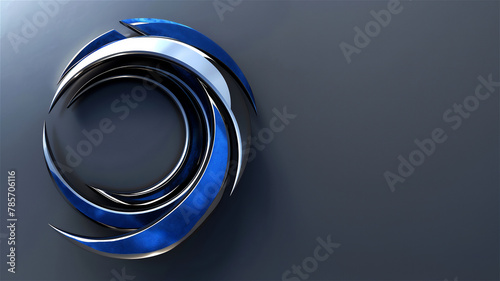 Logo 3d spirale cercle moderne métal bleu
